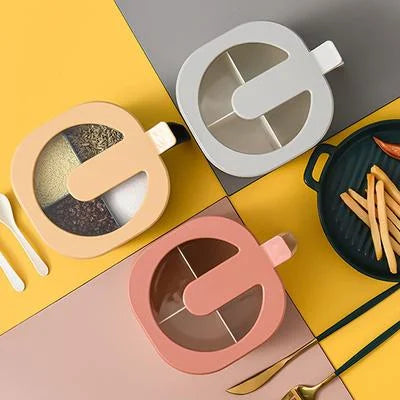 4 in 1 Spice Box with Spoons - Easy to Use and Durable Materials for Enhanced Organization