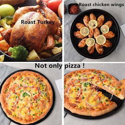 Non-Stick Pizza Baking Pan Tray – Round Carbon Steel Pizza Pan for Oven Baking | Durable Pizza Tray for Homemade Pizza, Cake & Bread