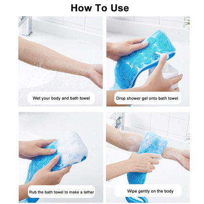 Silicone Back Scrubber Bath Belts – Double-Sided Exfoliating Body Scrubbers for Gentle, Deep Cleansing & Smooth Skin