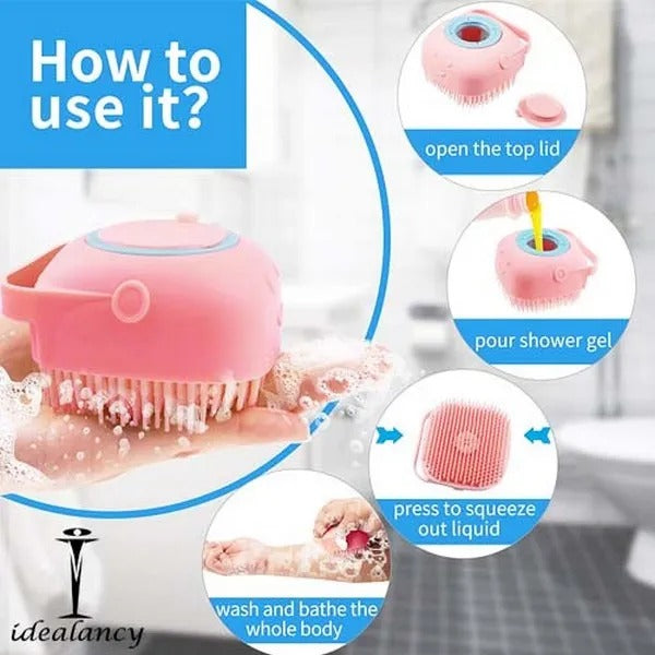 Silicone Bath Body Brush | Exfoliating Scrub with Soap Dispenser | Ultra Soft Shower Sponge & Massager