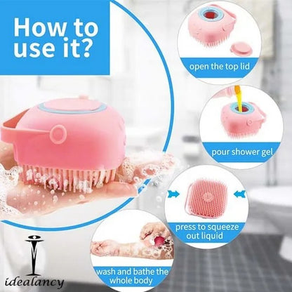 Silicone Bath Body Brush | Exfoliating Scrub with Soap Dispenser | Ultra Soft Shower Sponge & Massager