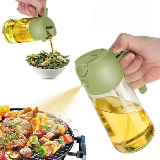 2 in 1 Glass Oil Sprayer & Dispenser Bottle 450ml