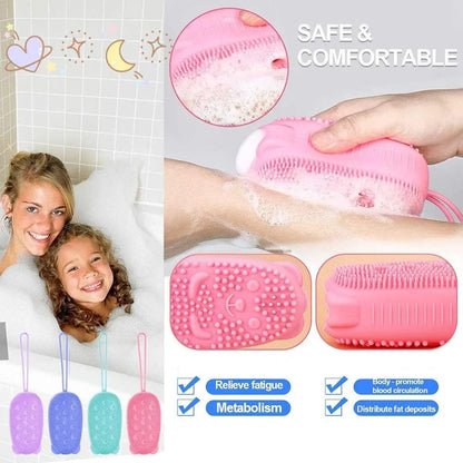 Bubble Bath Brush – Double-Sided Silicone Body Brush with Quick Foaming Sponge, Gentle Exfoliation &amp; Massage for All Skin Types