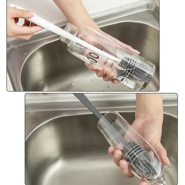 1 pcs Silicone Feeder Bottle Brush Glass Brush Cup Brushes Long Handle | Silicone Bottle Cleaning Brush With Long Handler