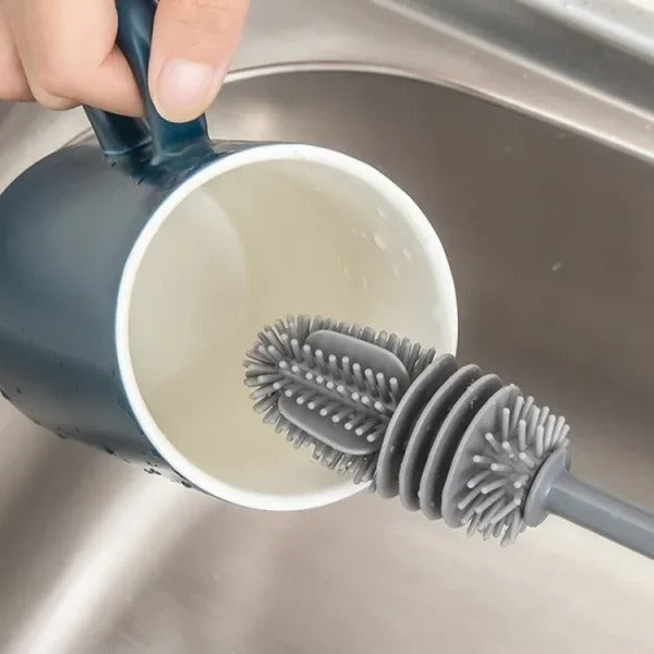 1 pcs Silicone Feeder Bottle Brush Glass Brush Cup Brushes Long Handle | Silicone Bottle Cleaning Brush With Long Handler