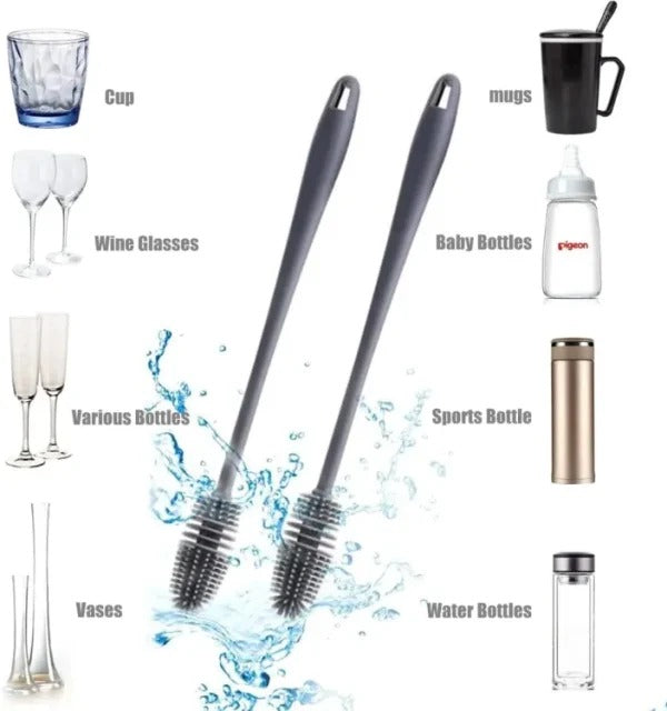 1 pcs Silicone Feeder Bottle Brush Glass Brush Cup Brushes Long Handle | Silicone Bottle Cleaning Brush With Long Handler