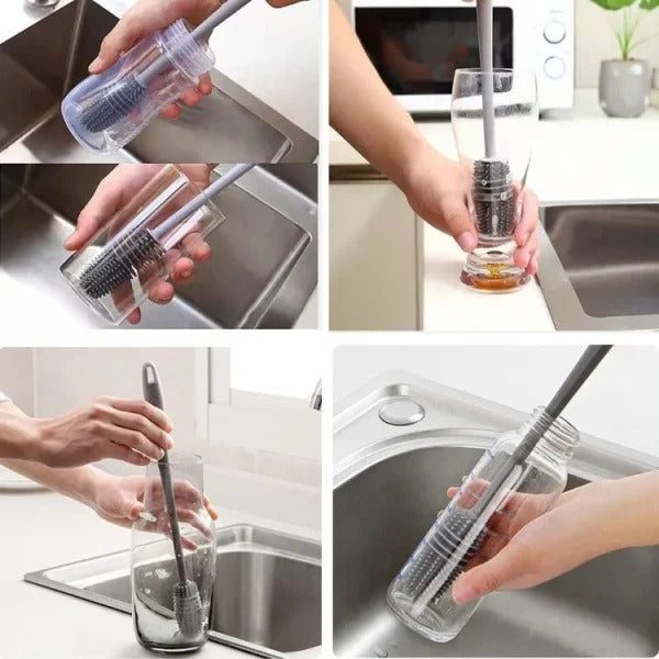 1 pcs Silicone Feeder Bottle Brush Glass Brush Cup Brushes Long Handle | Silicone Bottle Cleaning Brush With Long Handler