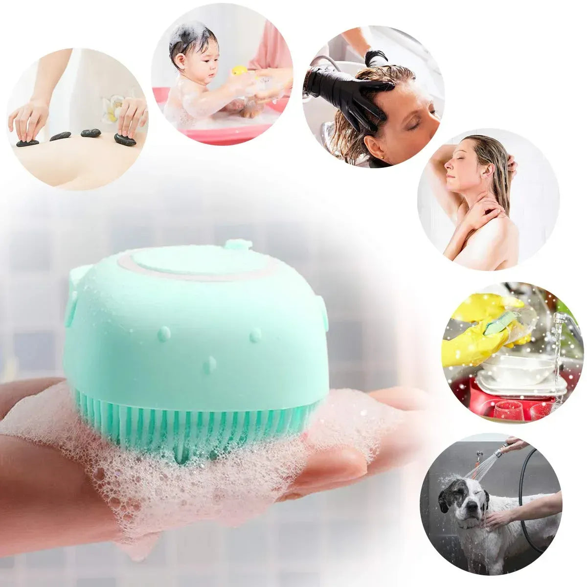 Silicone Bath Body Brush | Exfoliating Scrub with Soap Dispenser | Ultra Soft Shower Sponge & Massager