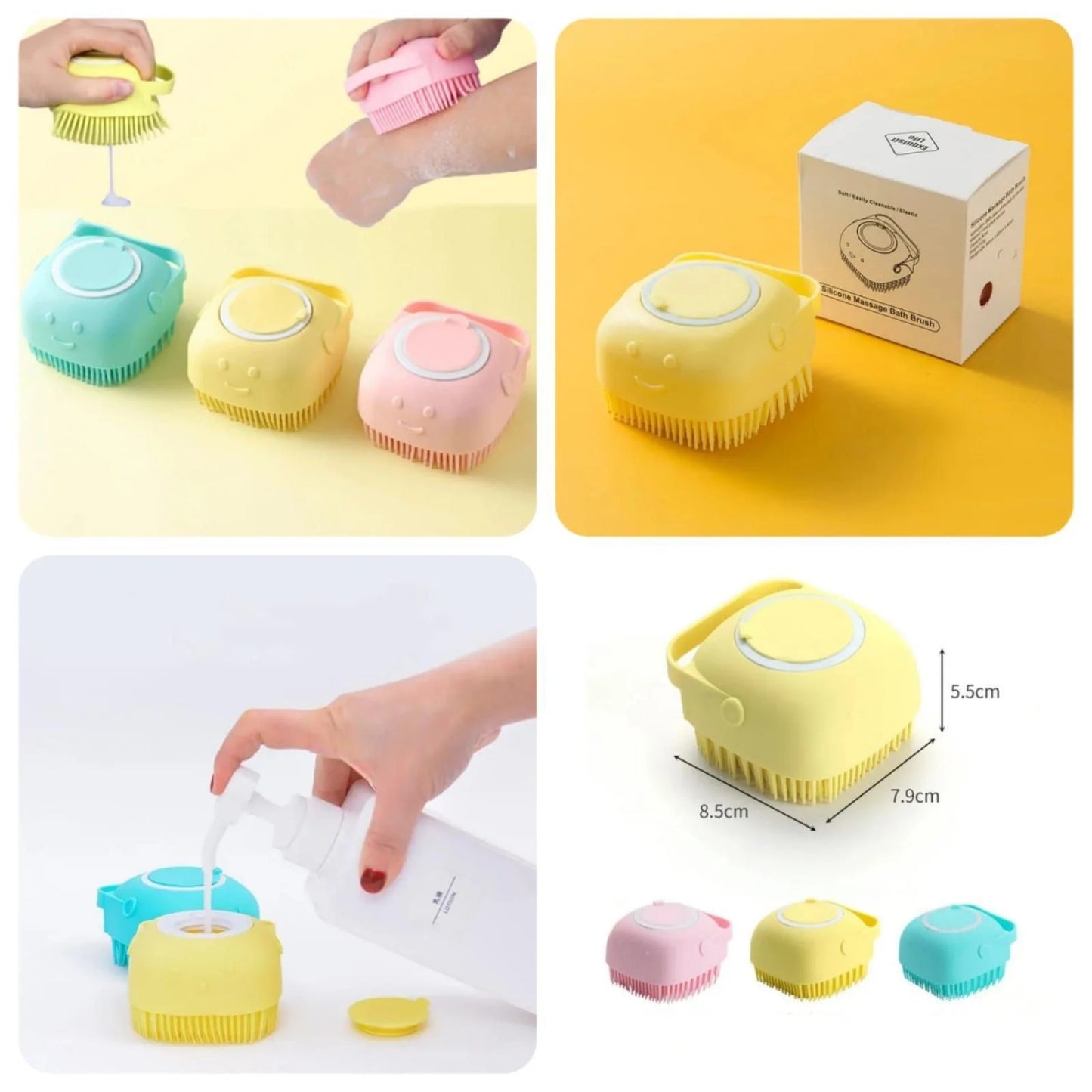 Silicone Bath Body Brush | Exfoliating Scrub with Soap Dispenser | Ultra Soft Shower Sponge & Massager