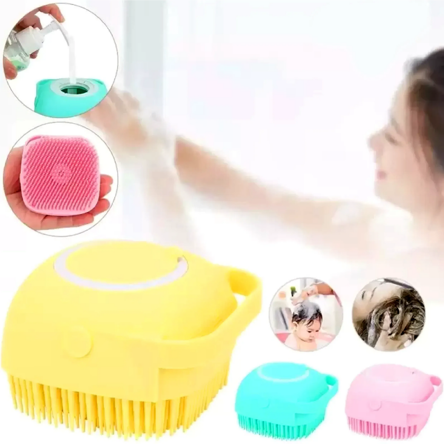 Silicone Bath Body Brush | Exfoliating Scrub with Soap Dispenser | Ultra Soft Shower Sponge & Massager